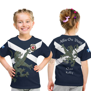 Tartan Vibes Clothing Kelly Tartan Lion Rampant Kid T-Shirt – Proudly Display Your Heritage with Alba Gu Brath and Clan Name