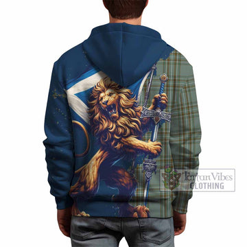 Kelly Tartan Family Crest Hoodie with Scottish Majestic Lion