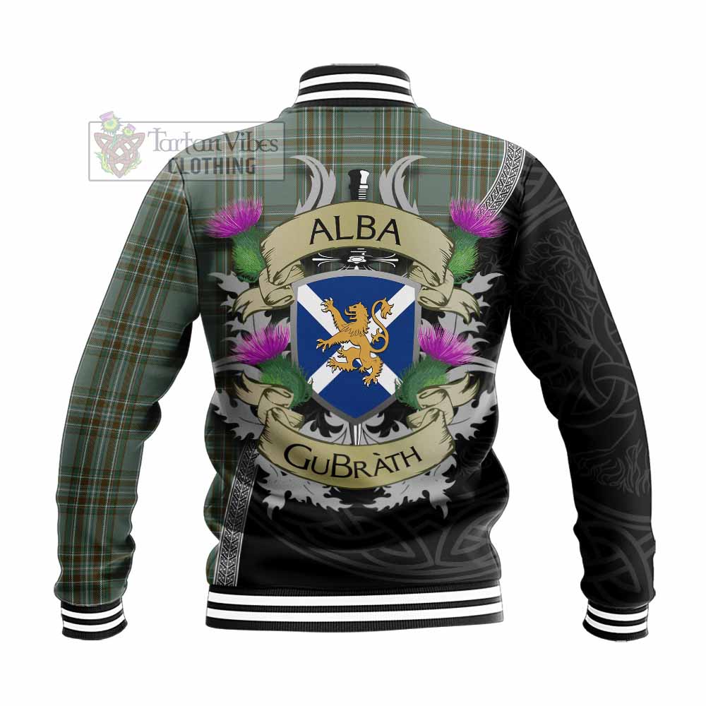 Tartan Vibes Clothing Kelly Tartan Family Crest Baseball Jacket Lion Rampant Royal Thistle Shield Celtic Inspired