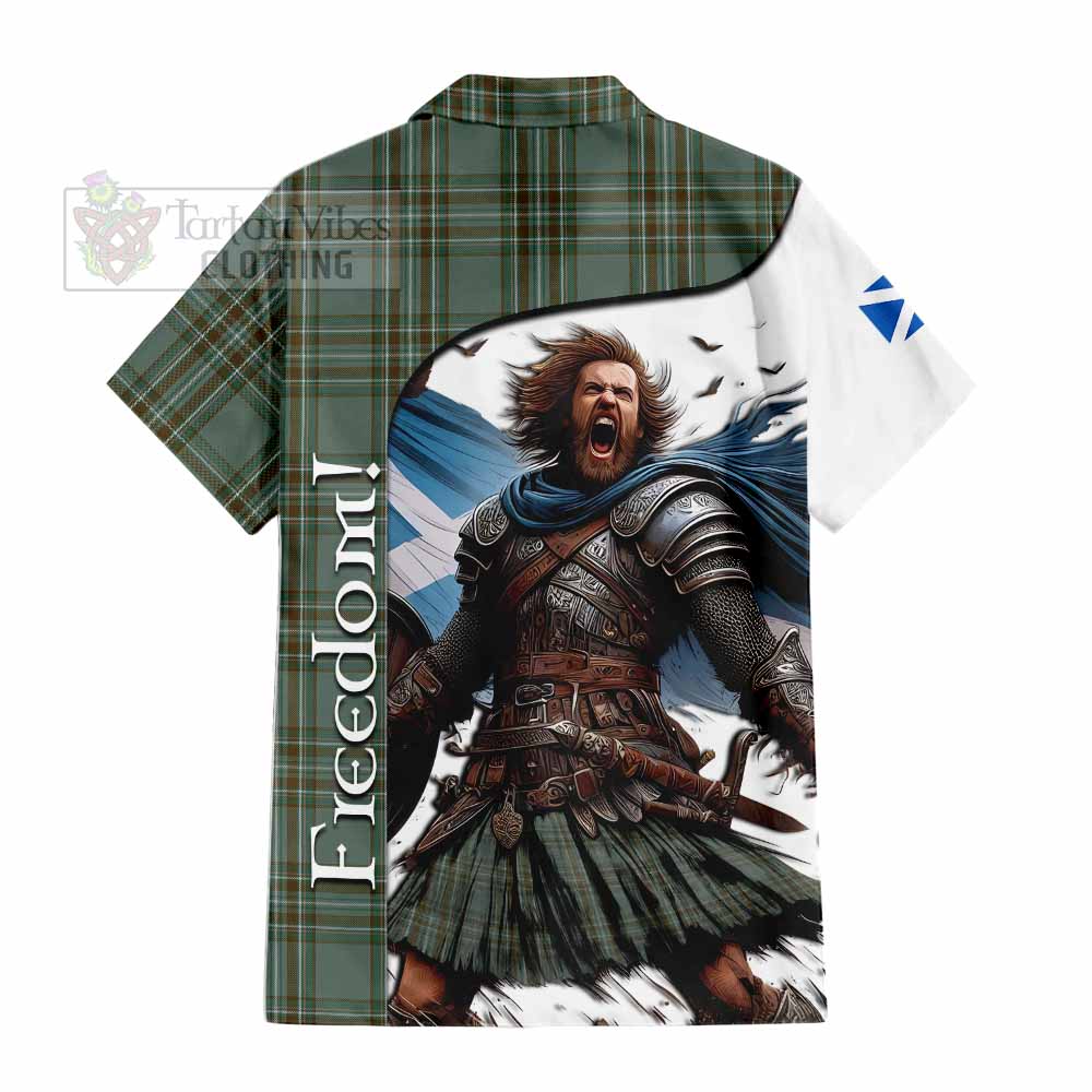Tartan Vibes Clothing Kelly Crest Tartan Short Sleeve Button Shirt Inspired by the Freedom of Scottish Warrior