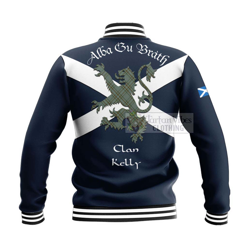 Tartan Vibes Clothing Kelly Tartan Lion Rampant Baseball Jacket – Proudly Display Your Heritage with Alba Gu Brath and Clan Name