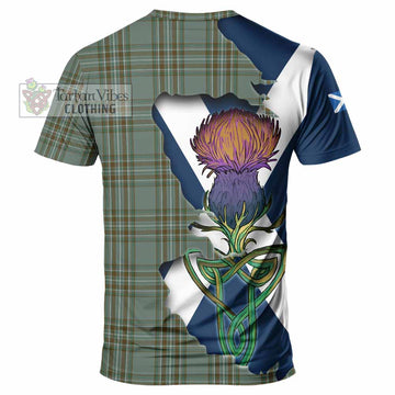 Tartan Vibes Clothing Kelly Tartan Family Crest T-Shirt Scottish Thistle Celtic Inspired
