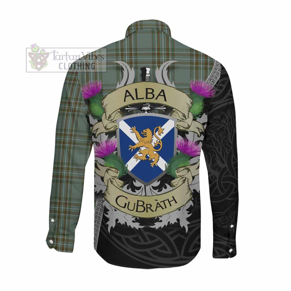 Tartan Vibes Clothing Kelly Tartan Family Crest Long Sleeve Button Shirt Lion Rampant Royal Thistle Shield Celtic Inspired