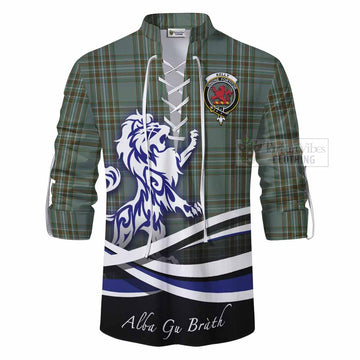 Tartan Vibes Clothing Kelly Tartan Ghillie Kilt Shirt with Alba Gu Brath Regal Lion Emblem