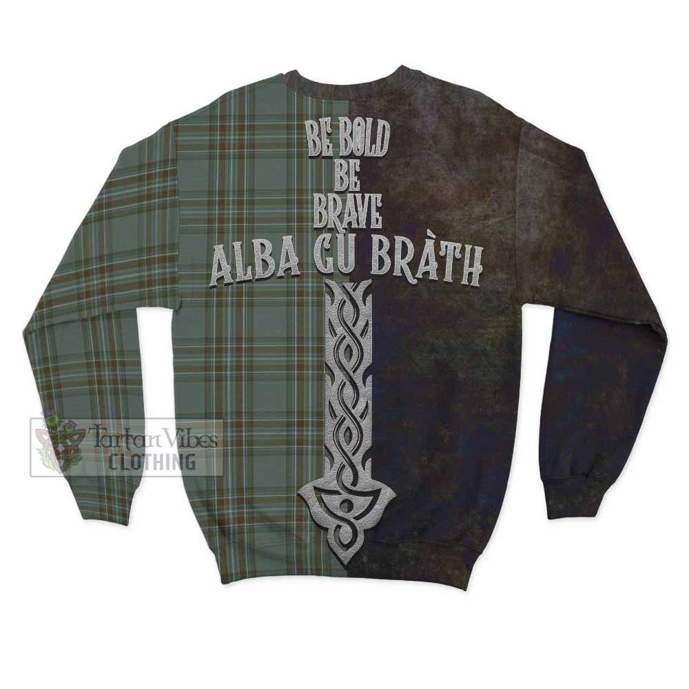 Tartan Vibes Clothing Kelly Tartan Family Crest Sweatshirt Alba Gu Brath Be Brave Lion Ancient Style