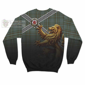 Tartan Vibes Clothing Kelly Crest Tartan Sweatshirt with Golden Lion Emblem Celtic Style