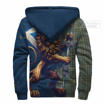 Tartan Vibes Clothing Kelly Tartan Family Crest Sherpa Hoodie with Scottish Majestic Lion
