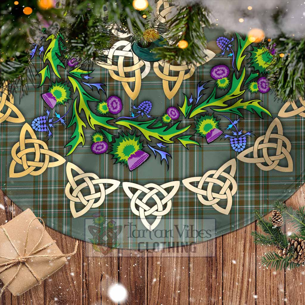 Tartan Vibes Clothing Kelly Tartan Christmas Tree Skirt with Thistle Celtic Knot Style