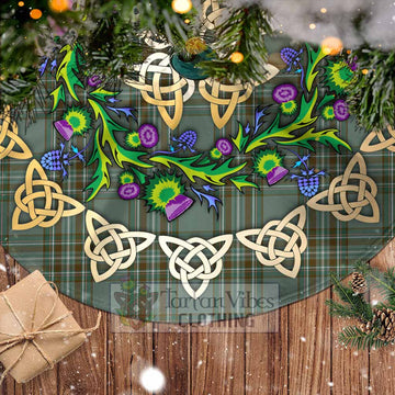 Tartan Vibes Clothing Kelly Tartan Christmas Tree Skirt with Thistle Celtic Knot Style