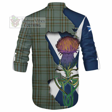 Tartan Vibes Clothing Kelly Tartan Family Crest Ghillie Kilt Shirt Scottish Thistle Celtic Inspired