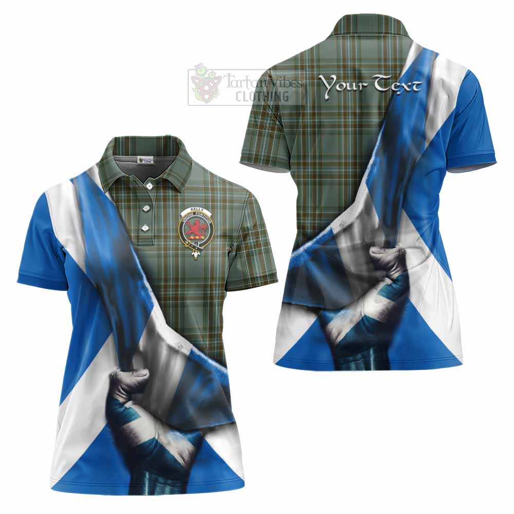 Tartan Vibes Clothing Kelly Tartan Women's Polo Shirt with Family Crest Scotland Patriotic Style