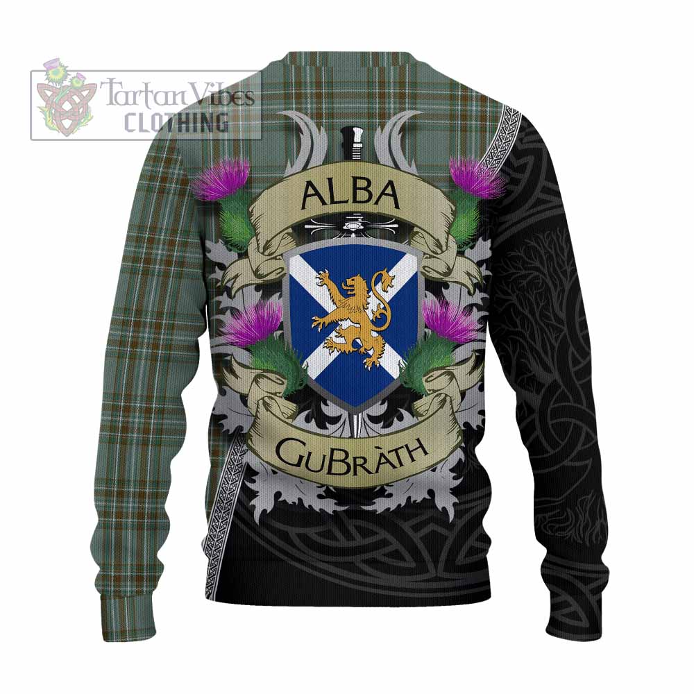 Tartan Vibes Clothing Kelly Tartan Family Crest Knitted Sweater Lion Rampant Royal Thistle Shield Celtic Inspired