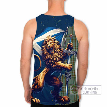 Tartan Vibes Clothing Kelly Tartan Family Crest Men's Tank Top with Scottish Majestic Lion