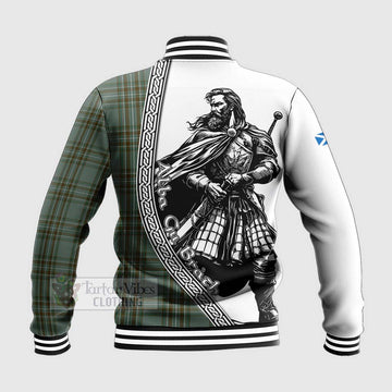 Tartan Vibes Clothing Kelly Tartan Clan Crest Baseball Jacket with Highlander Warrior Celtic Style