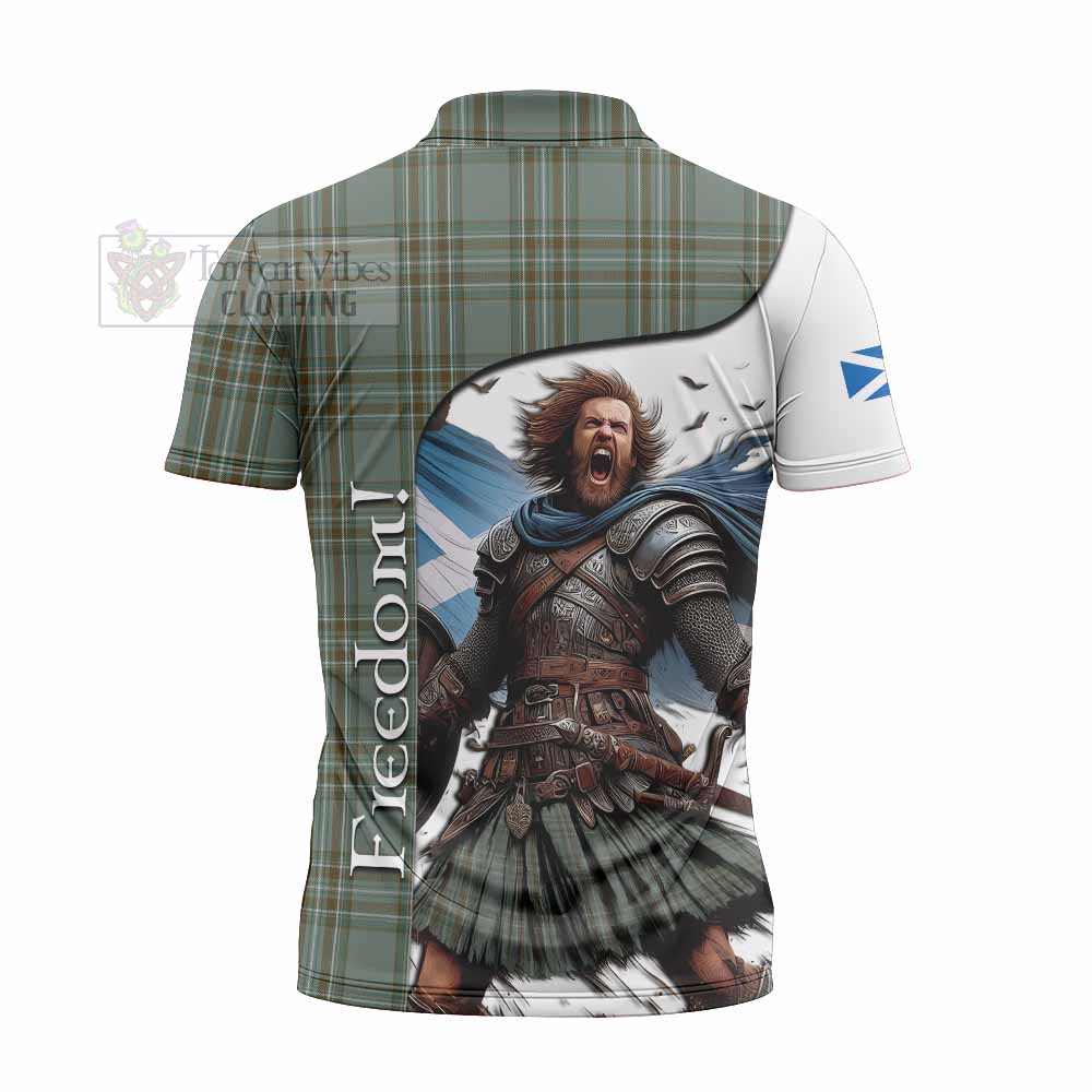 Tartan Vibes Clothing Kelly Crest Tartan Zipper Polo Shirt Inspired by the Freedom of Scottish Warrior