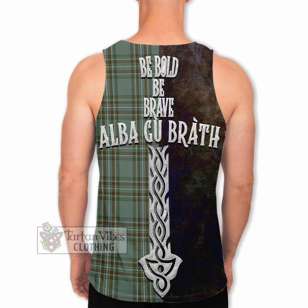 Tartan Vibes Clothing Kelly Tartan Family Crest Men's Tank Top Alba Gu Brath Be Brave Lion Ancient Style