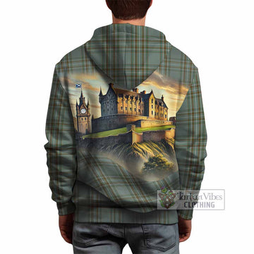Tartan Vibes Clothing Kelly Tartan Family Crest Hoodie with Scottish Ancient Castle Style