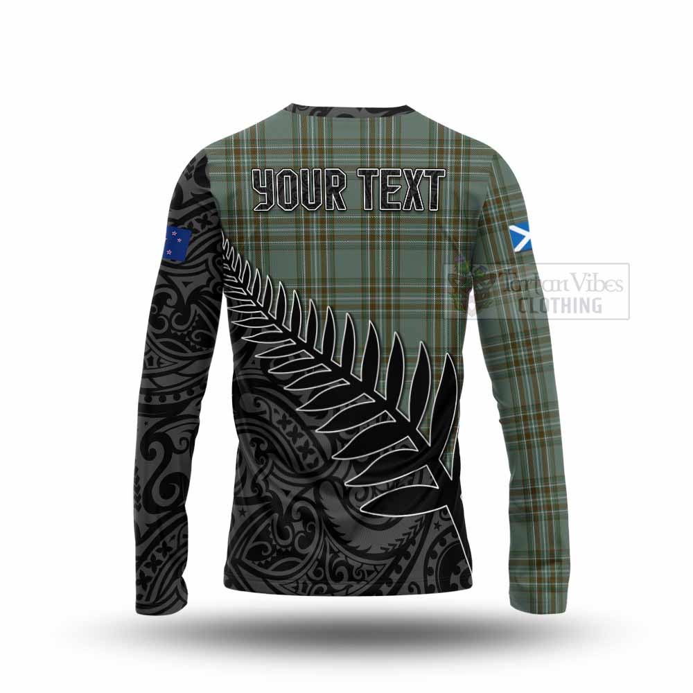 Tartan Vibes Clothing Kelly Crest Tartan Long Sleeve T-Shirt with New Zealand Silver Fern Half Style