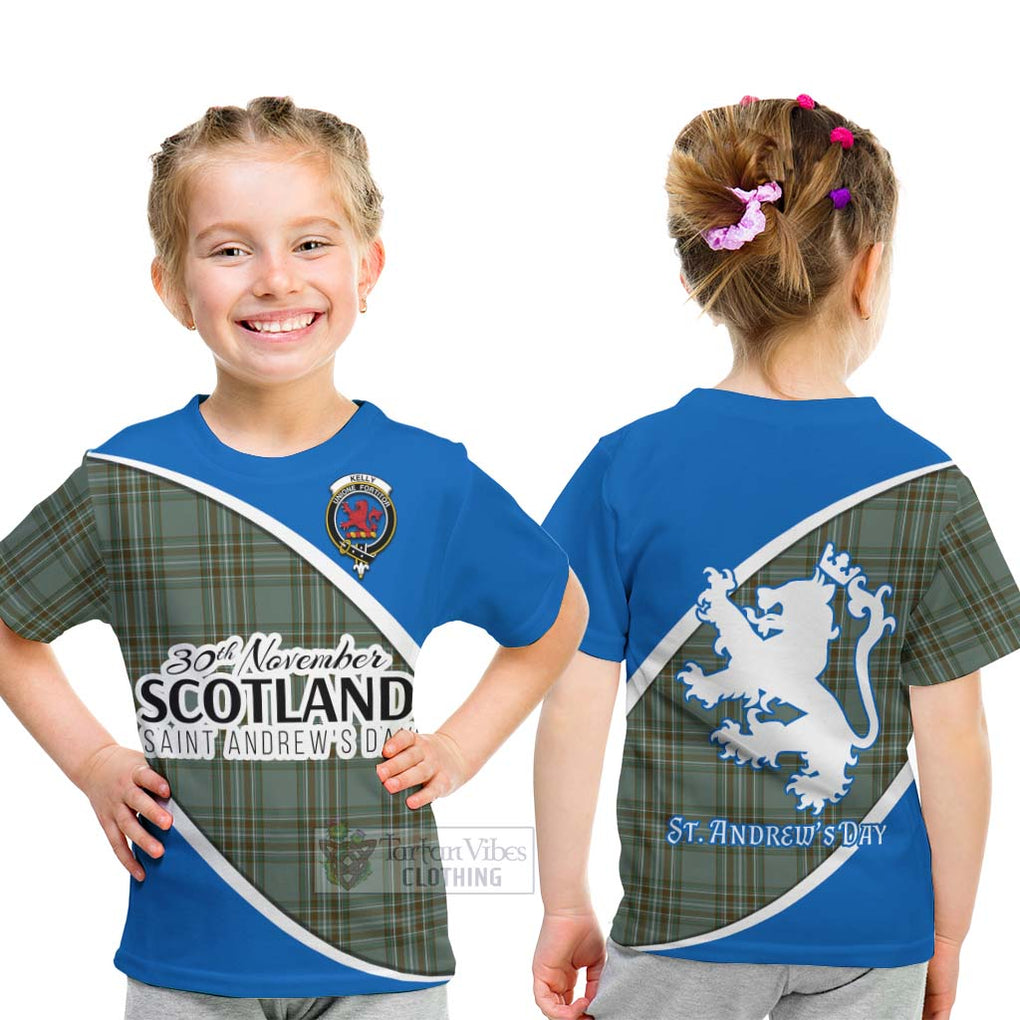 Tartan Vibes Clothing Kelly Family Crest Tartan Kid T-Shirt Celebrate Saint Andrew's Day in Style