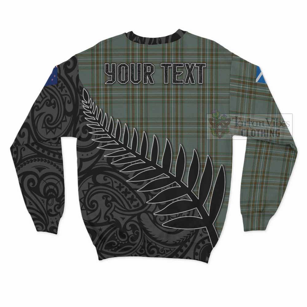 Tartan Vibes Clothing Kelly Crest Tartan Sweatshirt with New Zealand Silver Fern Half Style