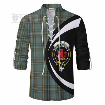 Tartan Vibes Clothing Kelly Tartan Ghillie Kilt Shirt with Family Crest Circle Style