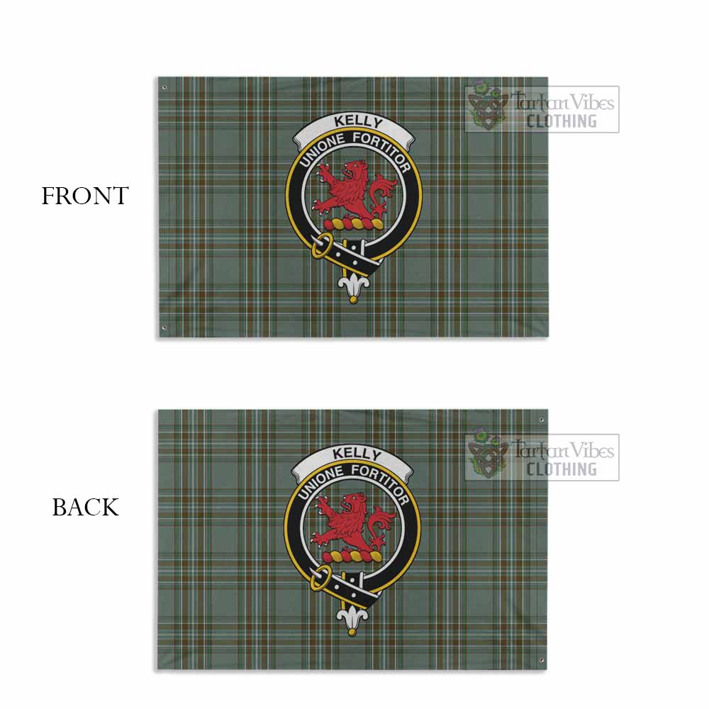 Tartan Vibes Clothing Kelly Tartan House Flag with Family Crest