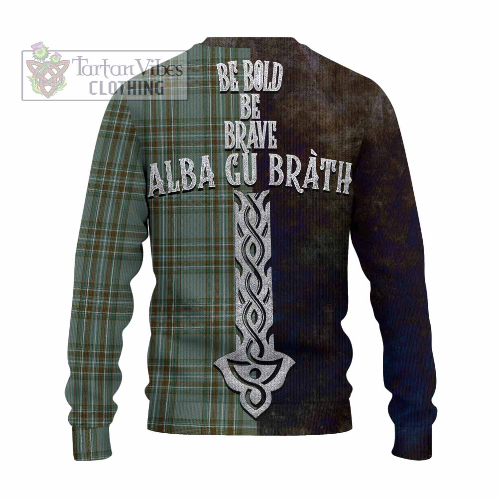 Tartan Vibes Clothing Kelly Tartan Family Crest Knitted Sweater Alba Gu Brath Be Brave Lion Ancient Style