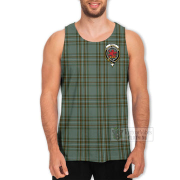 Tartan Vibes Clothing Kelly Tartan Men's Tank Top with Family Crest and Bearded Skull Holding Bottles of Whiskey