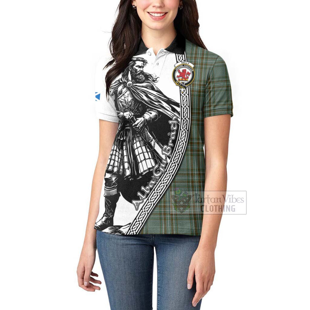 Tartan Vibes Clothing Kelly Tartan Clan Crest Women's Polo Shirt with Highlander Warrior Celtic Style