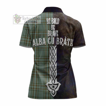 Tartan Vibes Clothing Kelly Tartan Family Crest Women's Polo Shirt Alba Gu Brath Be Brave Lion Ancient Style