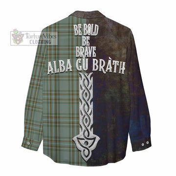 Tartan Vibes Clothing Kelly Tartan Family Crest Women's Casual Shirt Alba Gu Brath Be Brave Lion Ancient Style