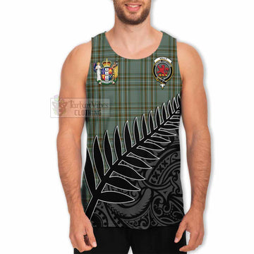 Tartan Vibes Clothing Kelly Crest Tartan Men's Tank Top with New Zealand Silver Fern Half Style