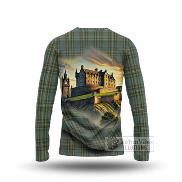 Tartan Vibes Clothing Kelly Tartan Family Crest Long Sleeve T-Shirt with Scottish Ancient Castle Style