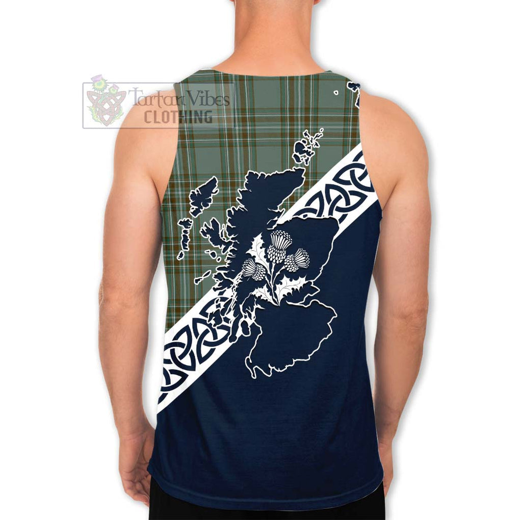 Tartan Vibes Clothing Kelly Tartan Men's Tank Top Featuring Thistle and Scotland Map