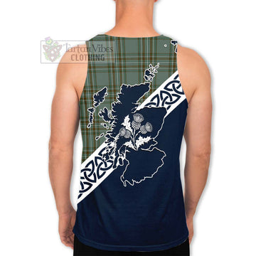 Tartan Vibes Clothing Kelly Tartan Men's Tank Top Featuring Thistle and Scotland Map