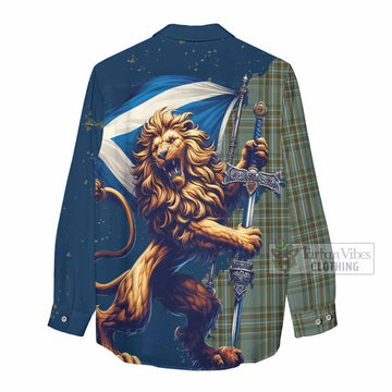 Tartan Vibes Clothing Kelly Tartan Family Crest Women's Casual Shirt with Scottish Majestic Lion