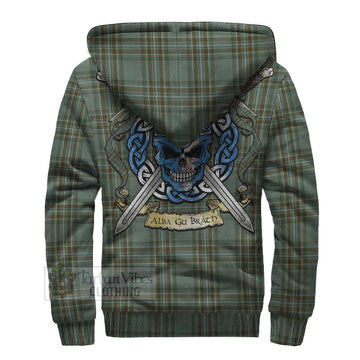 Tartan Vibes Clothing Kelly Tartan Sherpa Hoodie with Family Crest Celtic Skull Style
