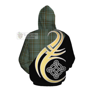 Tartan Vibes Clothing Kelly Tartan Cotton Hoodie with Family Crest and Celtic Symbol Style