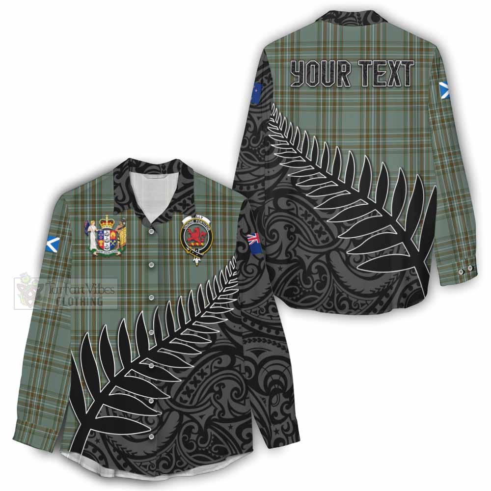 Tartan Vibes Clothing Kelly Crest Tartan Women's Casual Shirt with New Zealand Silver Fern Half Style