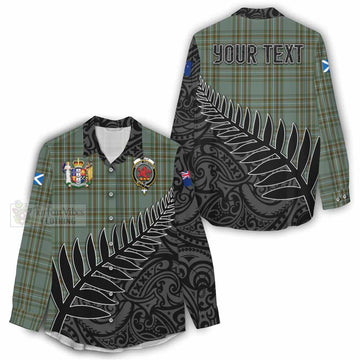 Tartan Vibes Clothing Kelly Crest Tartan Women's Casual Shirt with New Zealand Silver Fern Half Style