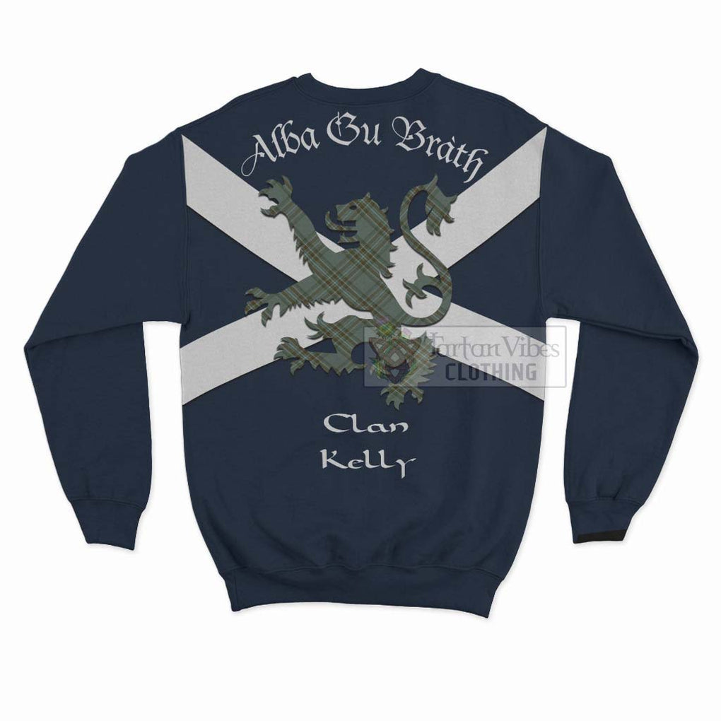 Tartan Vibes Clothing Kelly Tartan Lion Rampant Sweatshirt – Proudly Display Your Heritage with Alba Gu Brath and Clan Name
