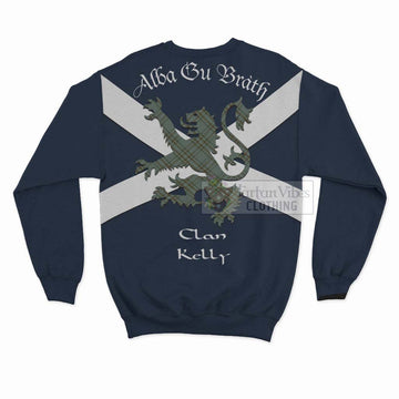 Tartan Vibes Clothing Kelly Tartan Lion Rampant Sweatshirt – Proudly Display Your Heritage with Alba Gu Brath and Clan Name