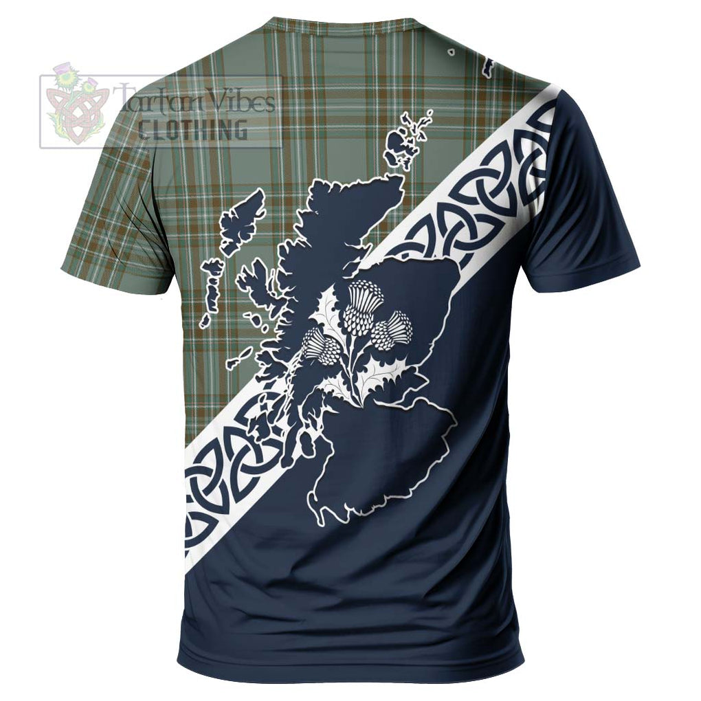 Kelly Tartan T-Shirt Featuring Thistle and Scotland Map