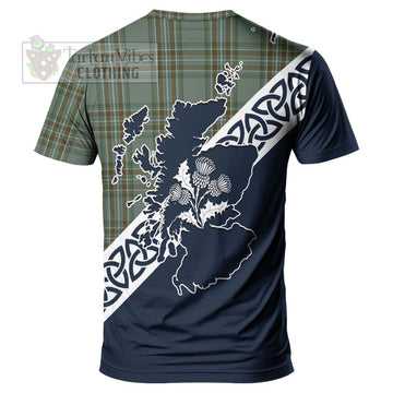 Kelly Tartan T-Shirt Featuring Thistle and Scotland Map