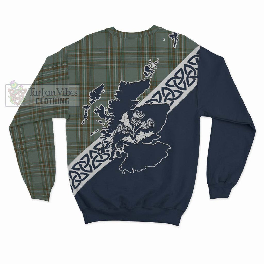 Tartan Vibes Clothing Kelly Tartan Sweatshirt Featuring Thistle and Scotland Map