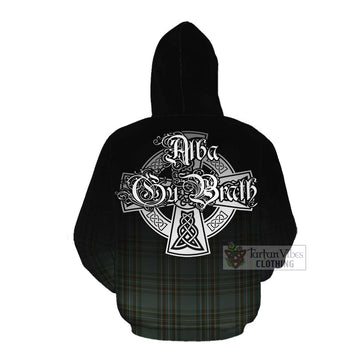 Tartan Vibes Clothing Kelly Tartan Cotton Hoodie Featuring Alba Gu Brath Family Crest Celtic Inspired
