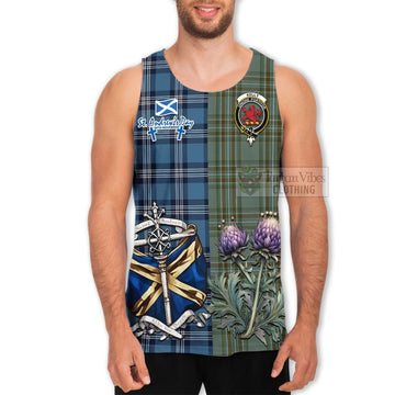 Tartan Vibes Clothing Kelly Tartan Men's Tank Top Happy St. Andrew's Day Half Tartan Style