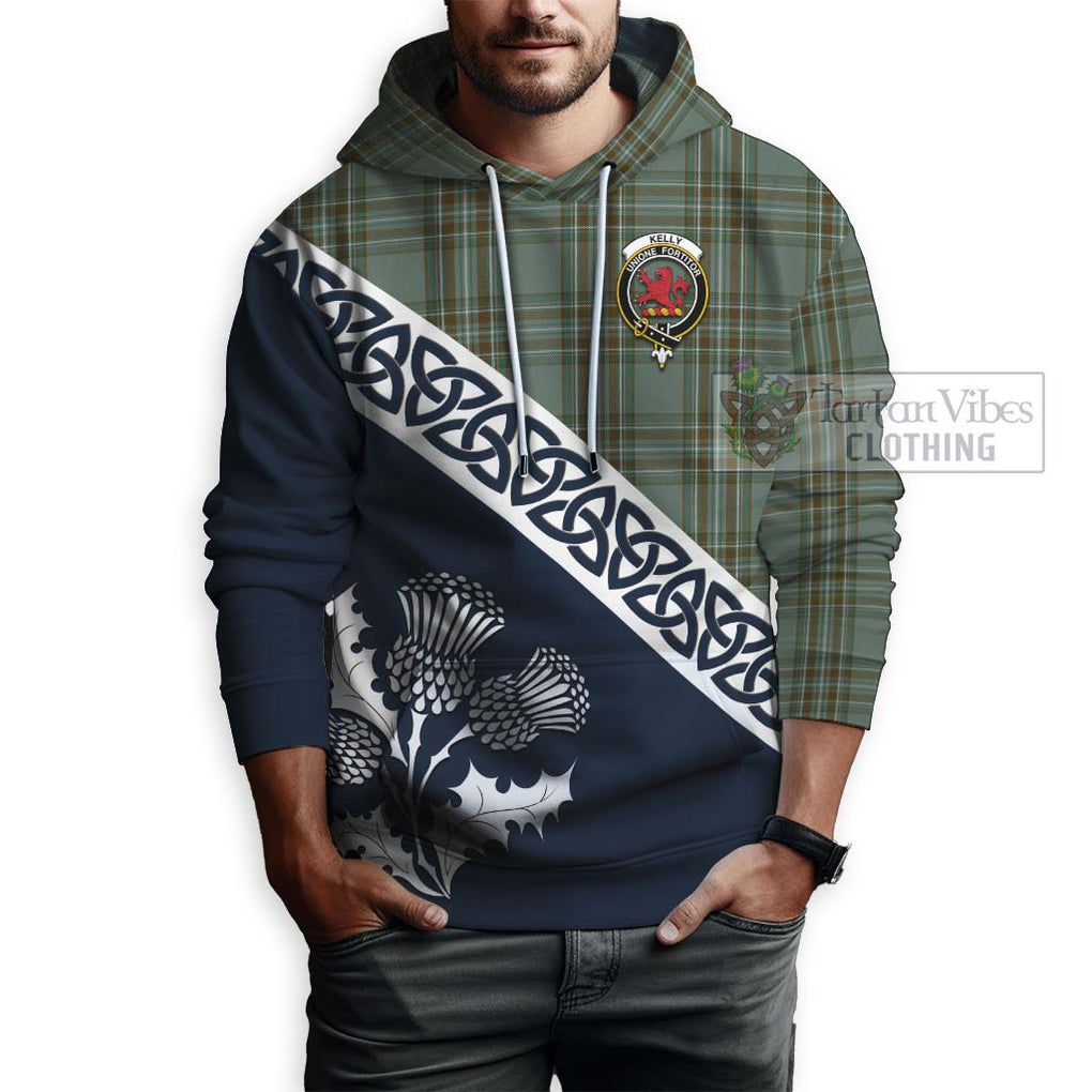 Tartan Vibes Clothing Kelly Tartan Hoodie Featuring Thistle and Scotland Map