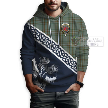 Tartan Vibes Clothing Kelly Tartan Hoodie Featuring Thistle and Scotland Map
