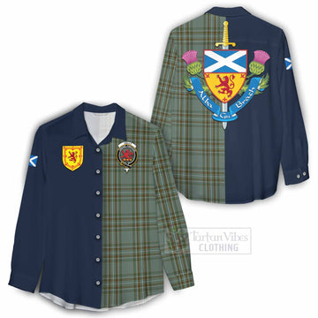 Tartan Vibes Clothing Kelly Tartan Women's Casual Shirt Alba with Scottish Lion Royal Arm Half Style